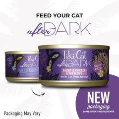 Tiki Cat After Dark Pâté, Rabbit & Chicken Liver, High-Protein and 100% Non-GMO Ingredients, Wet Cat Food for Adult Cats