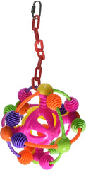 A&E CAGE COMPANY 001110 Happy Beaks Space Ball on a Chain Bird Toy Assorted, 7X14 in