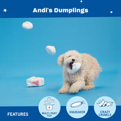 Barkbox Dog Toy 2 in 1 Interactive, Plush Exterior Material & Squeaker, Tearable Dog Toy with Squeaky Ball Inside, Ideal for Toy Destroyers - Andi's Dumpling, Small