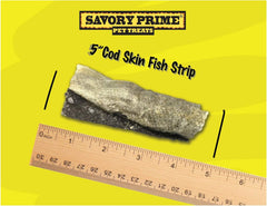 Savory Prime Cod Skin Fish Strips , All Breed Sizes