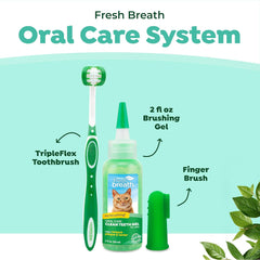 TropiClean Fresh Breath Toothbrush and Toothpaste Kit for Cats, Teeth Cleaning Kit for Plaque & Tartar Removal