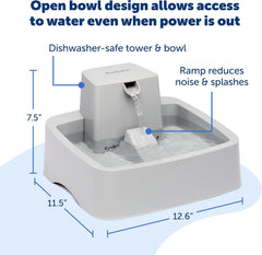 PetSafe Oasys 1 Gallon (128 Ounce) Medium Pet Fountain - Cat or Medium Breed Dog Water Fountain - Dishwasher Safe Filtered Water Dispenser with Flow Control - Filters Included - Easy to Clean