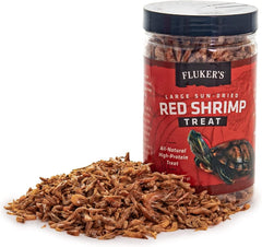 Fluker's All Natural Large Sun-Dried Red Shrimp, High Protein Treats, Aquatic Turtle Food, Great for Aquatic Frogs, Tegus, Monitors, and Tropical Fish