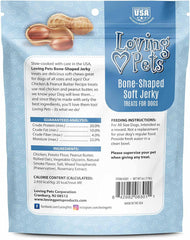 Loving Pets - Soft Chew Jerky (Bone-Shaped, Chicken & Peanut Butter Recipe) USA Made Dog Treats