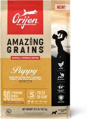 ORIJEN Amazing Grains Puppy Dry Dog Food, High Protein Dog Food for Puppies, Fresh or Raw Ingredients