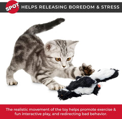 SPOT Flippin’ Skinneeez Flopping Interactive Realistic Flopping Wiggling Moving Potent Catnip Cat Toy for Indoor Cats - Skunk