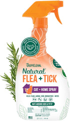 TropiClean Flea and Tick Treatment Spray for Cats & Home, Safely Treat, Prevent & Control by Contact, Powerful & Natural Defense 32 oz