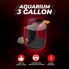 Aquatop Pisces Curved Bowfront Aquarium - 53GPH – Nano Semi-Circle Glass Aquarium Kit – Touch LED Light – Built-in Filter for Fresh & Saltwater