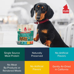 Plato Pet Treats Air Dried Small Bites Dog Treats, Natural Bite Sized Real Meat & Duck, Grain Free & High Protein, Made in the USA