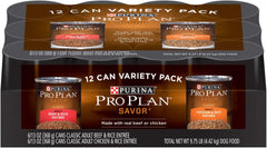 Purina Pro Plan Complete Essentials Wet Dog Food Chicken and Rice Entree and Beef and Rice Entree Variety Pack