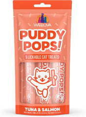 Weruva Puddy Pops, Tuna and Salmon Lickable Cat Treats 0.5oz Tube, Pack of 5