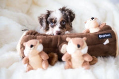 ZippyPaws Burrow, Woodland Friends Chipmunks 'n Log - Interactive Dog Toys for Boredom - Hide and Seek Dog Toys, Colorful Squeaky Dog Toys for Small & Medium Dogs, Plush Dog Puzzles