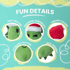 Snugarooz Chloe Santa Plush Dog Toy with Repair Patch – Soft, Durable, and Squeaky – Holiday-Themed Toy for Play, Gentle Chewing and Fun for Dogs