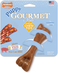 Nylabone Gourmet Style Femur Bone Strong Chew Toy for Puppies, Bacon Flavor, Small - Up to 25 Ibs, 1 Count