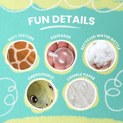 Snugarooz Tucker The Turtle Plush Dog Toy with Repair Patch – Soft, Durable & Engaging – Squeaky & Crinkly – Made from Recycled Materials