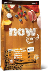 Now Fresh Grain-Free Dry Dog Food with Turkey, Salmon & Duck, Healthy Kibble for Adults Made with Real Meat & Fish, Chicken-Free, Enhanced with Pumpkin & Probiotics for Good Digestion