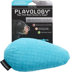 Playology Plush Crinkle Egg for Dogs , All Natural Peanut Butter Scented