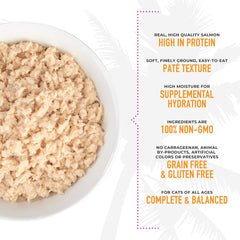 Tiki Cat Luau Pâté, Wild Salmon Recipe in Salmon Broth, Grain-Free Balanced Nutrition Wet Canned Cat Food, for All Life Stages