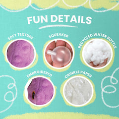 Snugarooz Ellie The Gator - Crinkle & Squeak Dog Toy with Repair Patch - Durable Plush for Engaging, Endless Fun for Small to Medium Dogs - Made from Recycled Materials