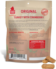 PLATO Turkey Real Strips Natural Dog Treats - Real Meat - Air Dried - Made in the USA - Turkey & Cranberry