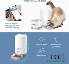 Catit - PIXI Smart Feeder - Automatic Cat Food Dispenser - Timed Pet Feeder for Cats with Dry Food Dispenser, Dessicant Bag, Portion Control, WiFi Enabled