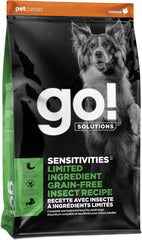 Go! Solutions Sensitivities Limited Ingredients, Grain-Free Dry Dog Food, Insect Recipe for Sensitive Stomach, 12 lb Bag