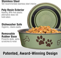 Loving Pets Bella Dog Bowls- Stainless Steel Dog & Cat Bowls - Spill Proof Dog Food Bowl, Cat Bowl, Puppy Essentials & Pet Supplies Great for Home & Travel