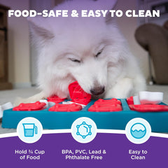 Nina Ottosson Dog Brick Treat Puzzle Enrichment Toy, Level 2 Intermediate Game, Blue