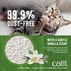 Catit Go Natural Ultra-Light Clumping Cat Litter, Bamboo Pellets, Dust-Free, Lightweight, Compostable, Vanilla Scent, Soft on Paws, Deodorizing, Eco-Friendly