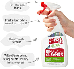 Natrue's Miracle Bird Cage Cleaner, Cleans and Deodorizes Bird Cages Without Irritation, 24 oz Spray