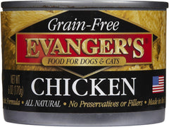 Evanger's Grain-Free 100% Chicken Dog/Cat Canned food, 24-Pack of 6-Oz cans