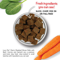 Lucy Pet Dinner Rolls-Mom's Meatloaf Beef with Carrots, and Spinach 2lb