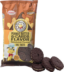 Exclusively Dog Carob & Peanut Buter Sandwich Cremes Cookies - All Natural Dog Treats, No Animal Byproducts, Baked in the USA, Ideal for Medium to Large Dogs - Peanut Butter and Carob Flavor, 8oz Bag