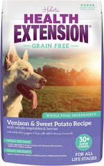 Health Extension Grain Free Venison & Sweet Potato Dry Dog Food (23.5 lb / 10.66 kg) - Lean Protein Formula for Dogs with Poultry Allergies & Sensitive Stomachs