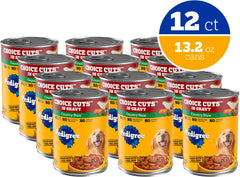 Pedigree Choice Cuts in Gravy Adult Canned Soft Wet Dog Food, Country Stew, 13.2 oz. Cans (12 Count, Pack of 1)