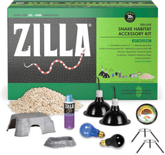 Zilla Snake Habitat Accessory Kit, Easy Starter Kit for Snakes, Includes Lighting, Bedding, Shedding Solution, Shelter and Feeding Dish, Ideal for Habitats 20L - 60BR Terrariums