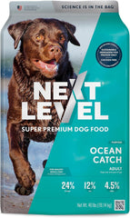Next Level Super Premium Dog Food – Ocean Catch – Dry Kibble for Adult Dogs of All Breeds – 24% Protein, Fish with Gluten Free Grains 40 lb