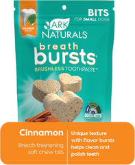 ARK NATURALS Breath Bursts Brushless Toothpaste Dog Treats, Dog Dental Bits for Small Breeds, Unique Texture Helps Clean Teeth & Freshen Breath, Cinnamon