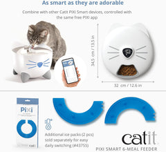 Catit PIXI Smart 6-Meal Feeder – Automatic and Customizable Feeding Schedule with App Support, White