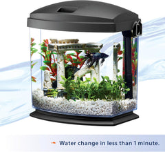 Aqueon BettaBow with Quick Clean Technology Aquarium Kit, Black Black 1 Gallon