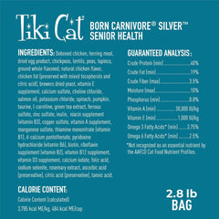 Tiki Cat Born Carnivore Silver, Senior Health, Chicken and Herring Meal Recipe, Immune Support with Baked Kibble to Maximize Nutrients, Adult Dry Cat Food for Cats 11+