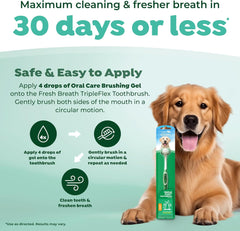 TropiClean Fresh Breath TripleFlex Toothbrush for Large Dogs | 360-Degree Toothbrush |