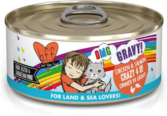 Weruva B.F.F. OMG - Best Feline Friend Oh My Gravy! Grain-Free Wet Cat Food Cans, Crazy 4 U! Chicken & Salmon (Pack of 8)