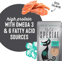 Tiki Cat Special Skin & Coat Mousse, Salmon Recipe, Specially Formulated with Omega Fatty Acids, Functional Wet Cat Food for Adult Cats