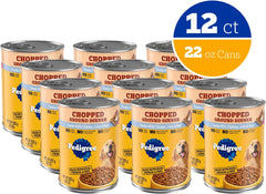 Pedigree Adult Canned Wet Dog Food Chopped Ground Dinner Combo with Chicken, Beef & Liver Flavor, 22 oz. Cans EA