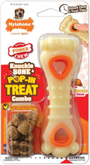 Nylabone Knuckle Bone Pop-In Treat Toy Power Chew Toy for Dogs, Interactive Treat Dispensing Enrichment Dog Toy, Long Lasting Chicken Flavor