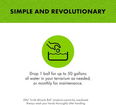 Zilla Pet Turtle Miracle Ball, Odor and Sludge Remover, for Cleaner and Healthier Turtle Habitats and Aquariums, Treats up to 50 Gallons