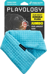 Playology Plush Crinkle Ring for Large to X-Large Dogs 50lbs & up | Engaging All Natural Peanut Butter Scented Plush Dog Toy | Fun Crinkle for Extended Play | Easy to Clean, Interactive & Non-Toxic