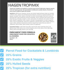 Tropimix Bird Food for Cockatiels and Lovebirds, Hagen Parrot Food with Seeds, Fruit, Vegetables, Vitamins & Amino Acids, 8 Pound (Pack of 1)