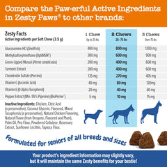 Zesty Paws Mobility Bites Joint Supplement for Dogs - Soft Chews with Glucosamine for Dogs, Chondroitin, & MSM + Vitamins C and E - Adv Chicken - 90 Count